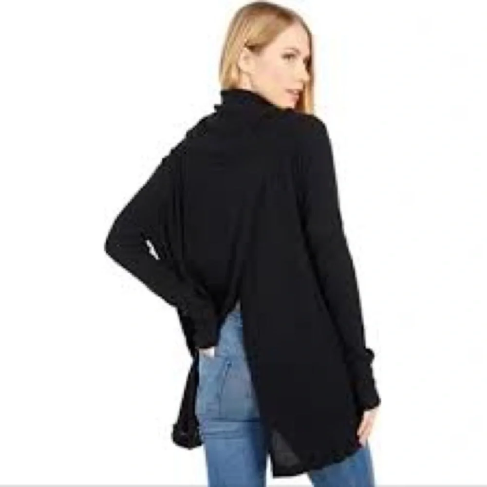 Free People juicy long sleeve open back, cowl neck. BNWT black